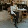 Tailored Audrey Trousers in Black Pinstripe - Image 4