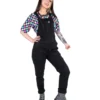 Rebel Romance Jet Black Stretch Twill Dungarees - Image 6