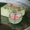 Green velvet embellished butterfly compact mirror by POM - Image 3