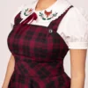 Carmina Red Checked Pinafore Dress by Hellbunny - Image 6