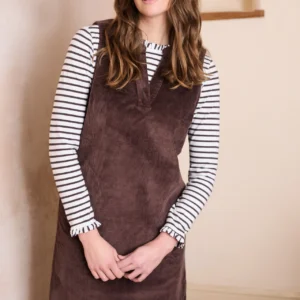 Belle Chocolate Cord Stretch Cotton Dress by Lily &  Me