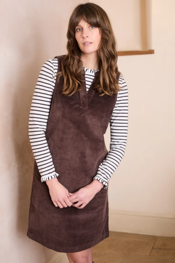 Belle Chocolate Cord Stretch Cotton Dress by Lily &  Me