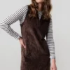 Belle Chocolate Cord Stretch Cotton Dress by Lily &  Me - Image 4