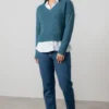 Teal V Neck Woodchester Boxy Knit Jumper by Lily &  Me - Image 2