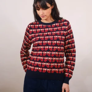 Pretty Vacant Basic Fox Sweater in Navy