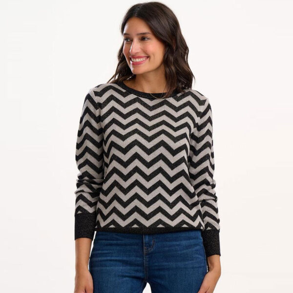 Rowena Silver and Black Chevron Top by Sugarhill Brighton