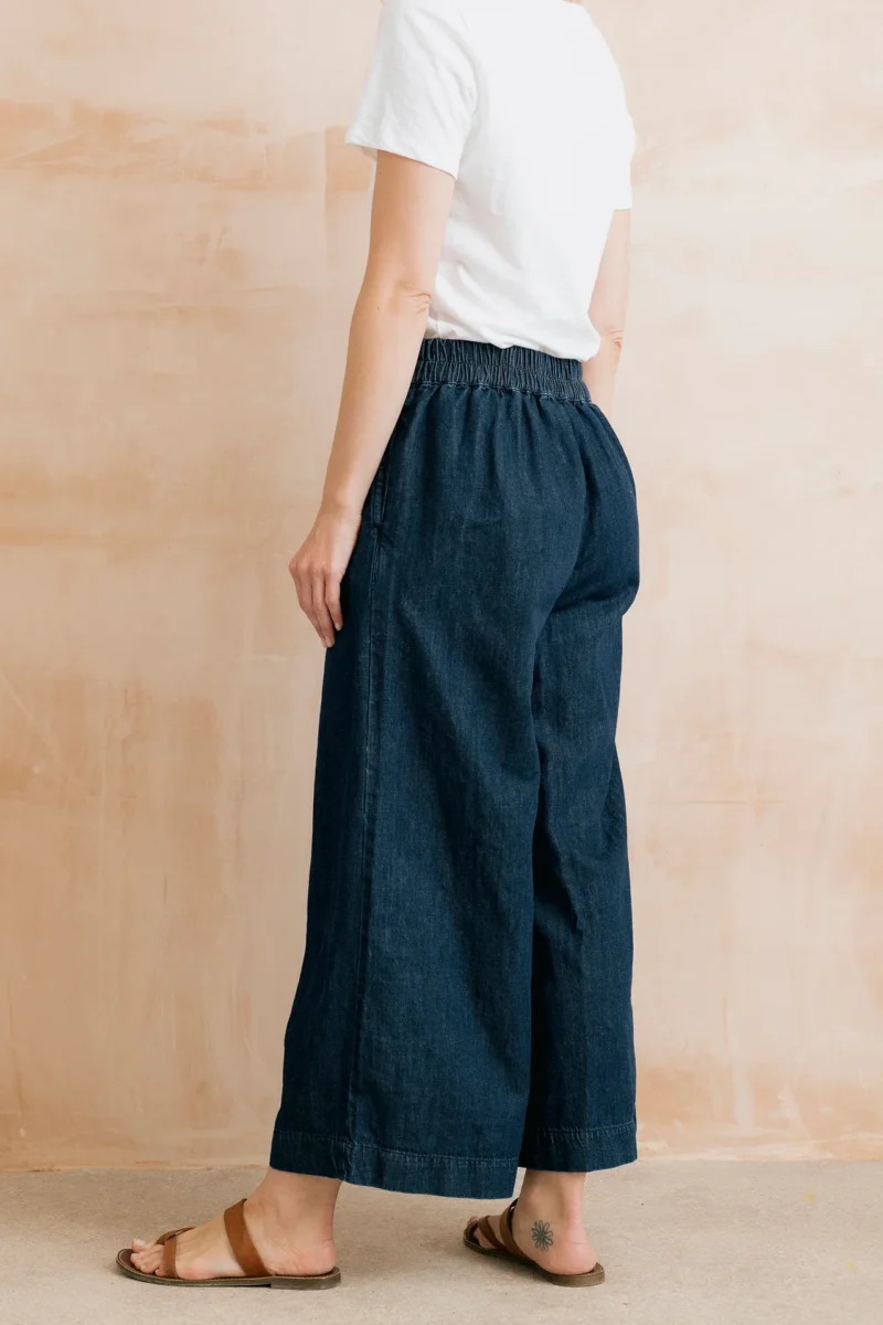 Denim Cropped Wide Leg Trousers by Lily & Me - Image 3