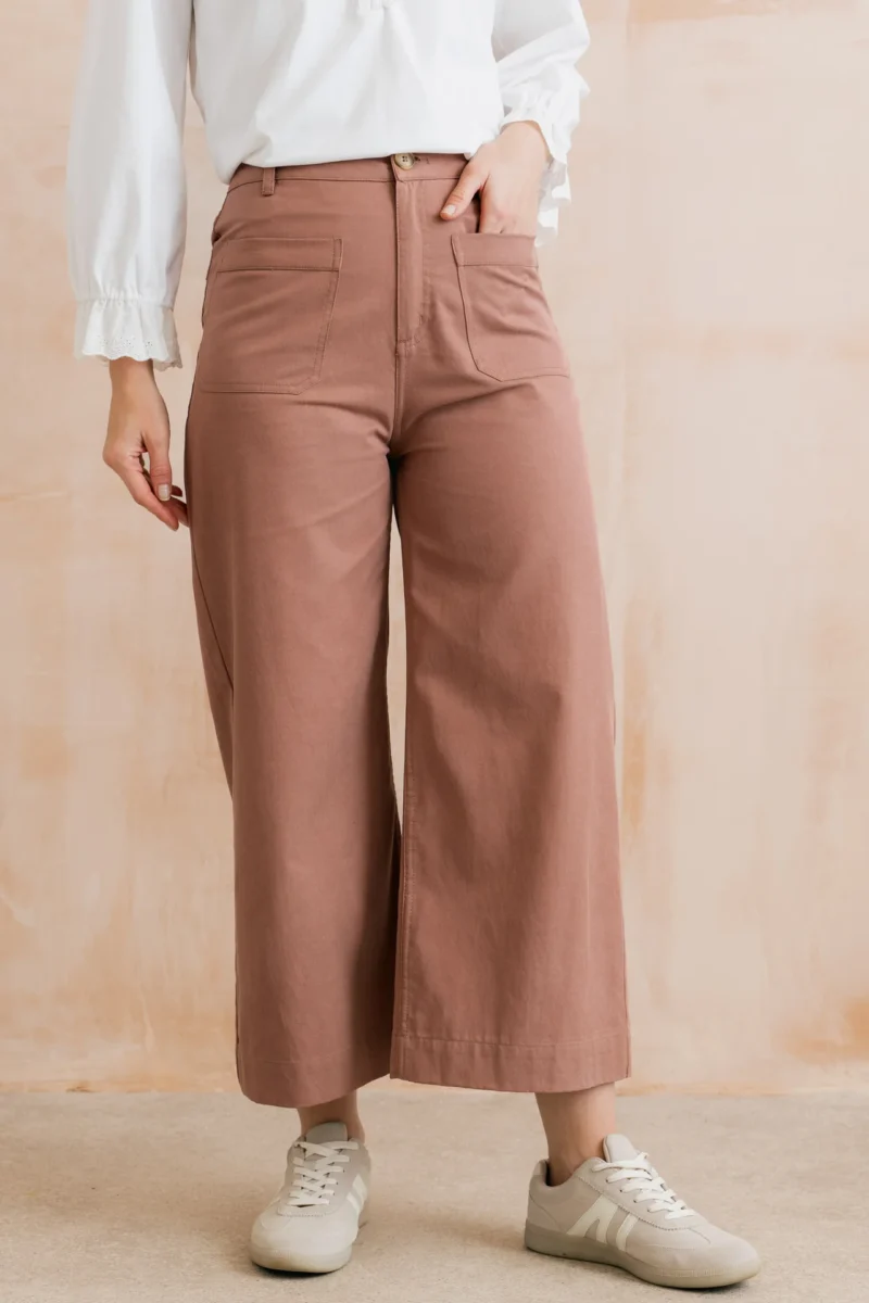 Amelia Antique Pink Cropped Trousers by Lily & Me - Image 4