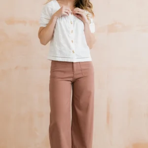 Amelia Antique Pink Cropped Trousers by Lily & Me