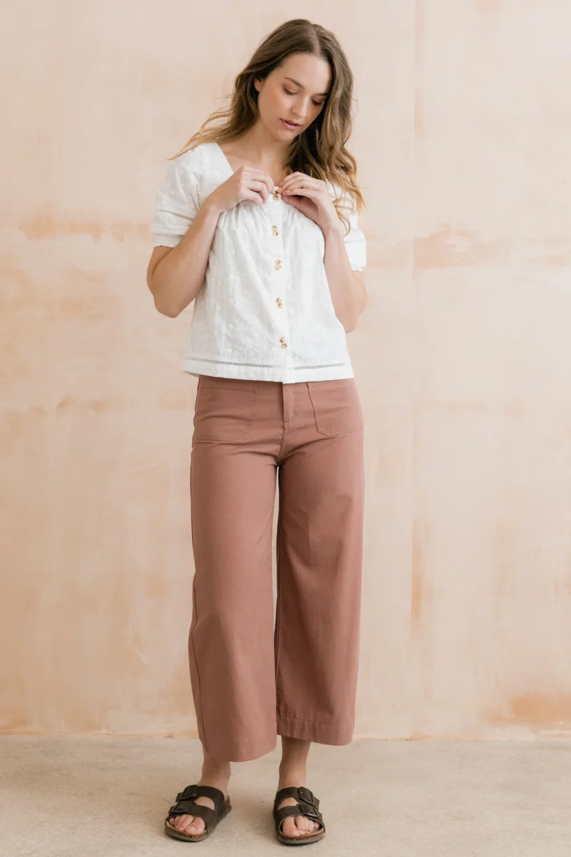 Amelia Antique Pink Cropped Trousers by Lily & Me