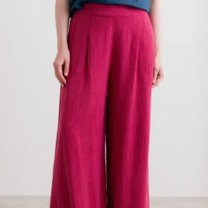 Pink Cropped Wide Leg Trousers by Lily & Me
