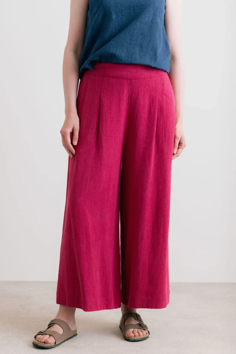Pink Cropped Wide Leg Trousers by Lily & Me