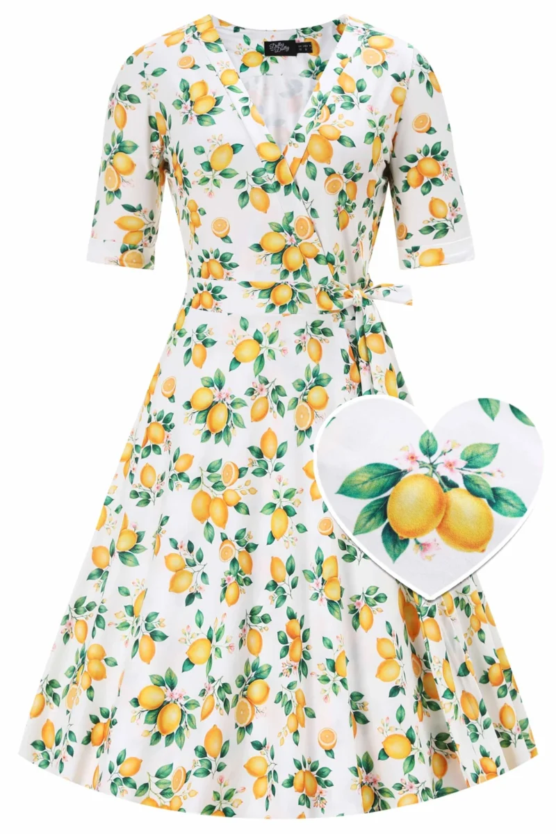 Matilda Lemon Wrap Dress by Dotty & Dolly