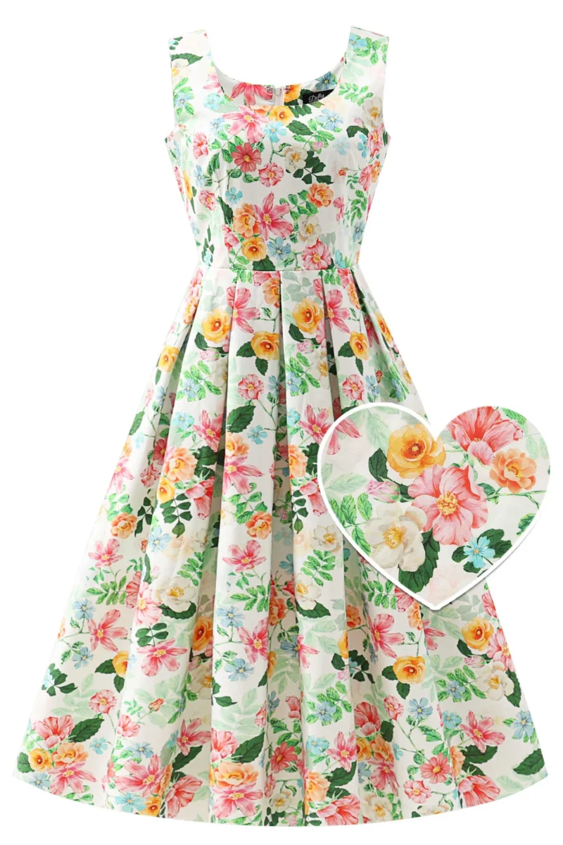 Ophelia Floral Garden Print Dress by Dotty & Dolly