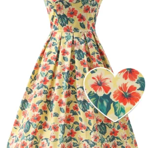 Ophelia Yellow Tropical Dress by Dotty & Dolly