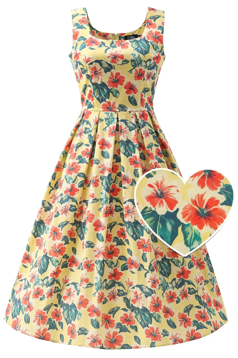 Ophelia Yellow Tropical Dress by Dotty & Dolly