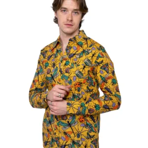 Mustard Beasties Unisex Short Sleeve Cotton Shirt by Run and Fly