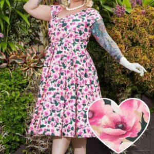 Lily Pink Poppy Off the Shoulder Dress by Dotty & Dolly