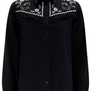 Kerri Washed Black Denim Wild Horses Shirt