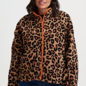 Remi Popper Leopard Fleece Jacket