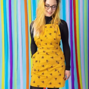 Bee Stretch Twill Gold Pinafore by Run and Fly