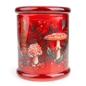 Toadstool Autumn Glass Candle Jar