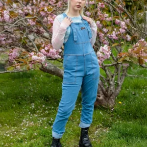 Blue Stonewashed Denim Dungarees by Run and Fly