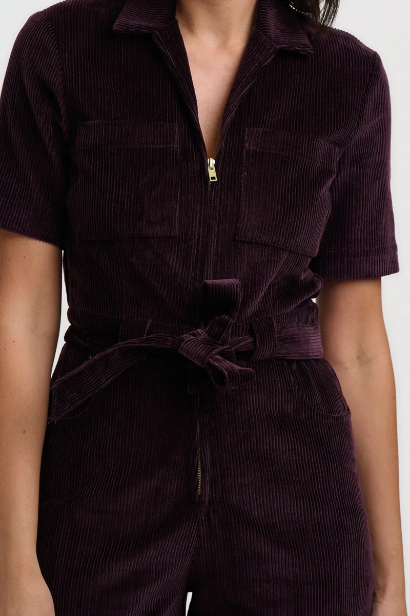 Meredith Plum Cord Boilersuit - Image 3