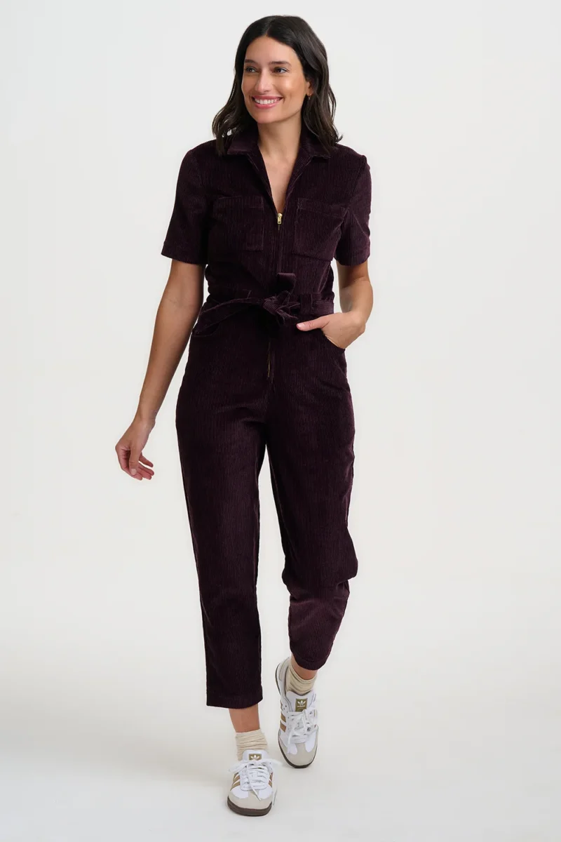 Meredith Plum Cord Boilersuit - Image 4