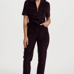 Meredith Plum Cord Boilersuit