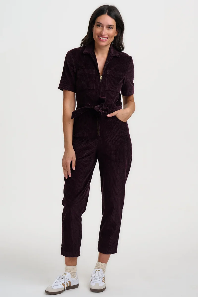 Meredith Plum Cord Boilersuit