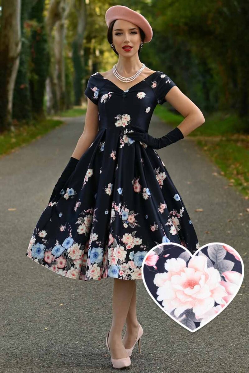 Lily Navy Garden Swing Dress - Image 9