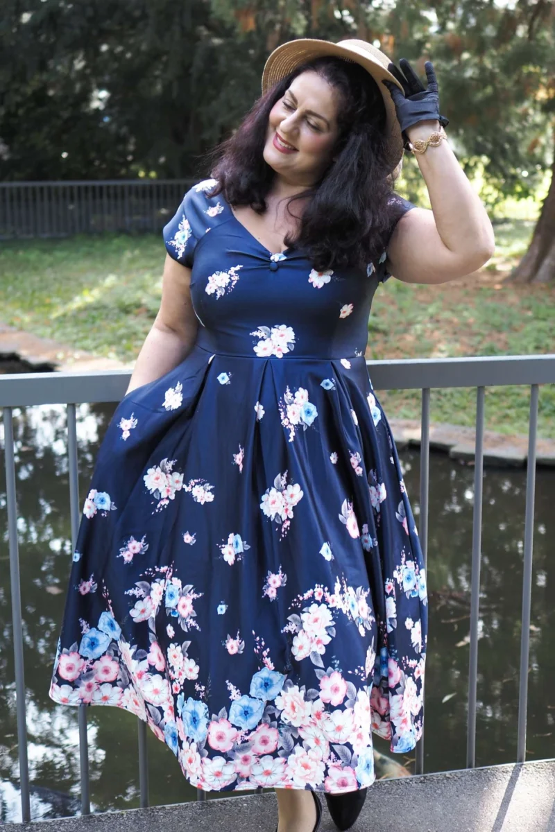 Lily Navy Garden Swing Dress - Image 8