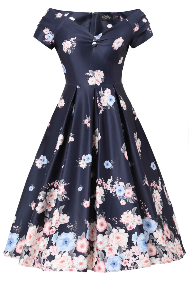 Lily Navy Garden Swing Dress - Image 7