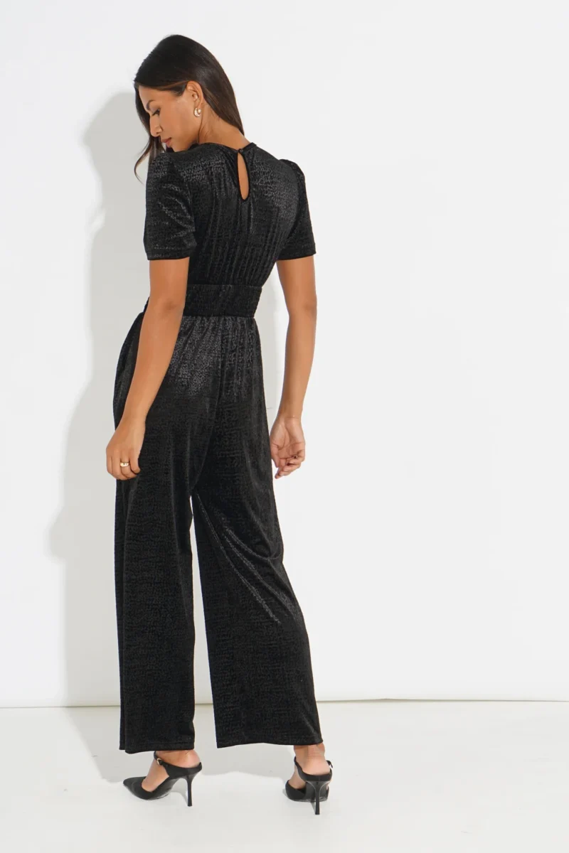 Lydia Black Textured Velvet Jumpsuit - Image 3