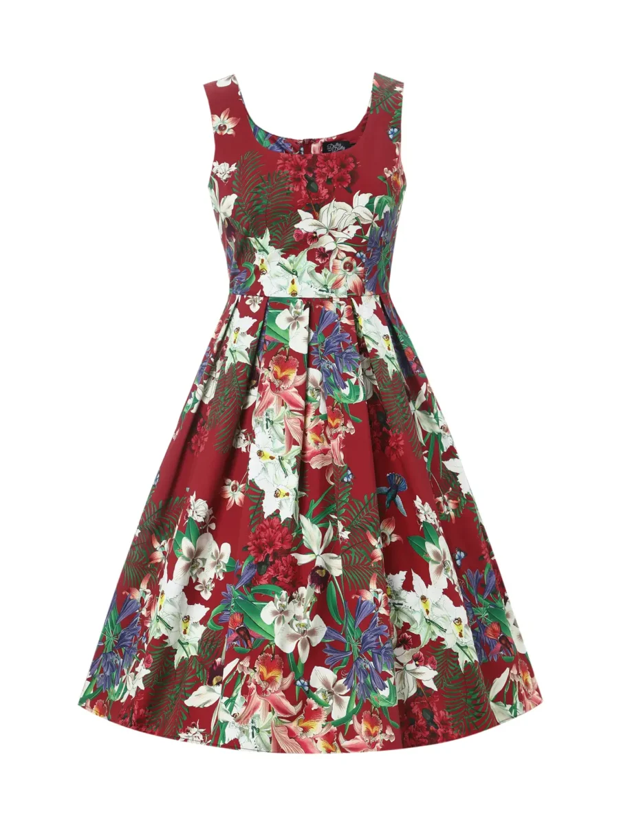 Amanda Scoop Neck Pleated Dress