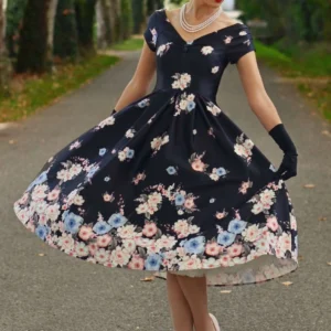 Lily Navy Garden Swing Dress