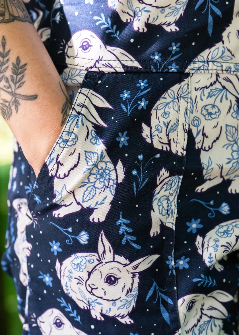 Abi Perry Bunny Stretch Twill Dungarees by Rebel Romance - Image 4