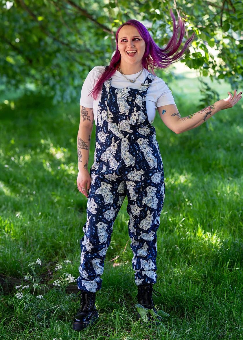 Abi Perry Bunny Stretch Twill Dungarees by Rebel Romance - Image 6